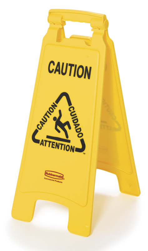 2-Sided warning sign - multilingual, Rubbermaid