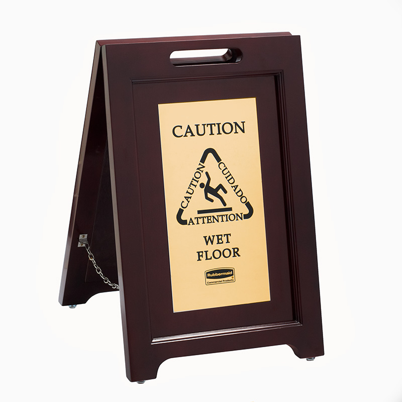 2-Sided Wood Safety Sign, Rubbermaid