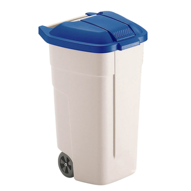 Mobiele container 110 ltr, blauwe deksel