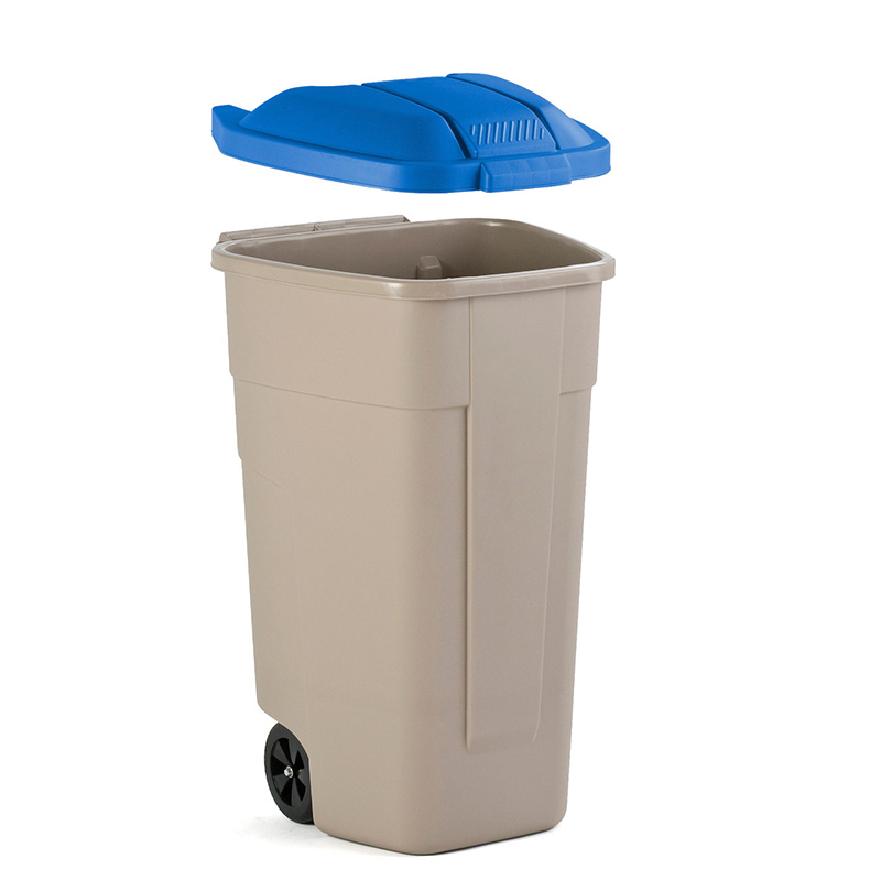 Mobiele container 110 ltr, blauwe deksel