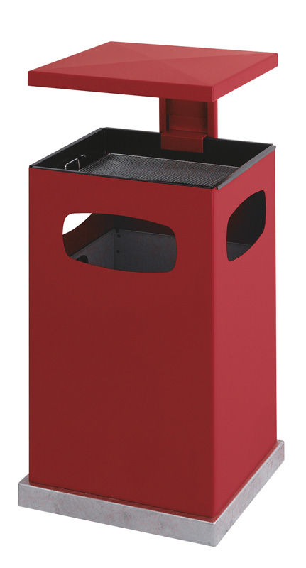 Outdoor Ash-waste paper bin with rain cover 80 litres