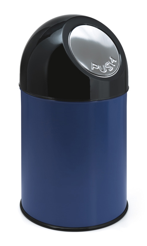 Waste bin with push lid and liner 30 litres