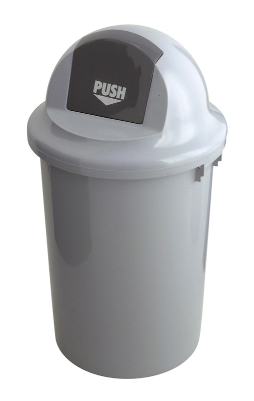 Plastic waste bin with hinged lid 60 litres