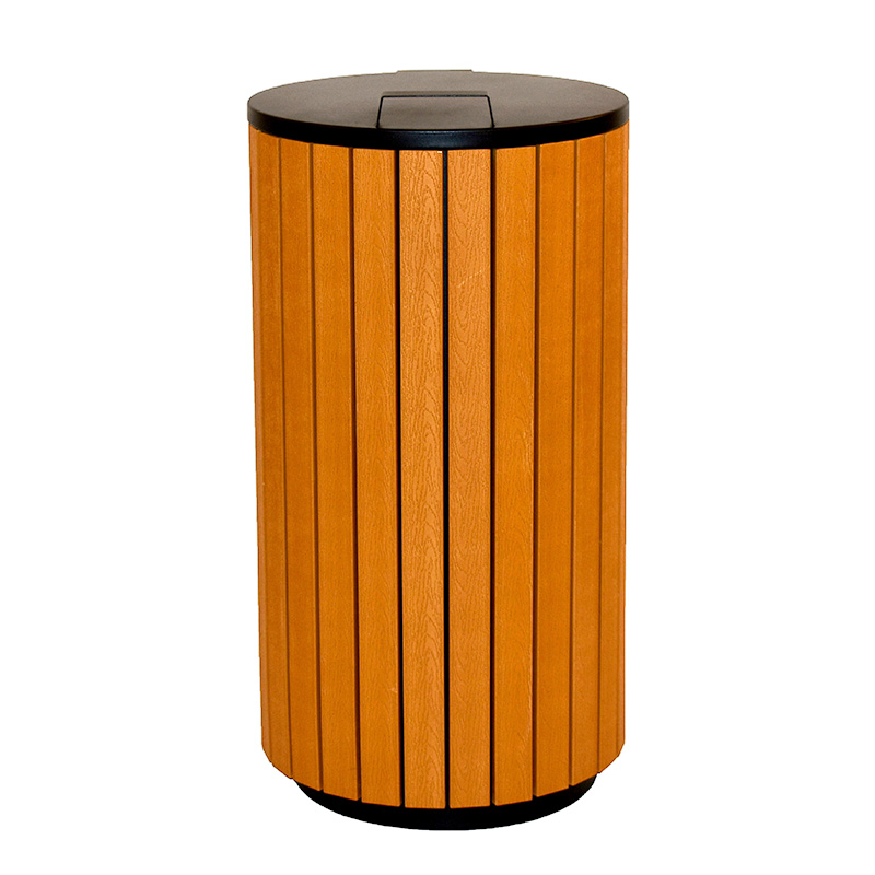 Abfalbehälter für draußen Holzoptik, 90 Liter