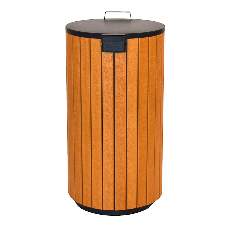 Outdoor waste bin, wood look, 90 litres