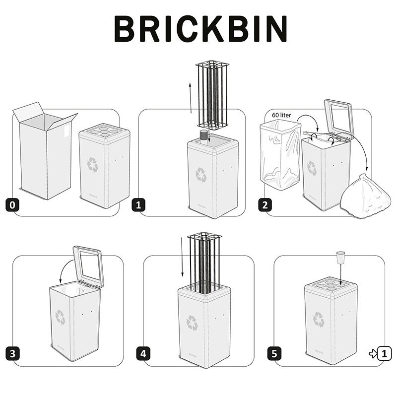 Circulaire Bekerbak BrickBin gerecycled koffiedik Cups 65 ltr